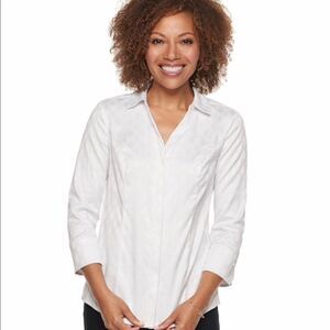 Dana Buchman White jacquard shirt XS NWT